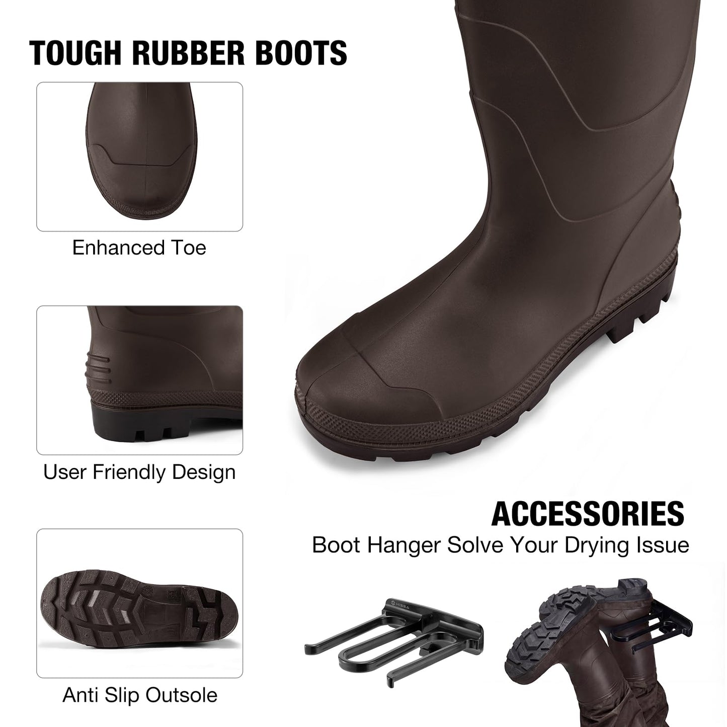 FISHINGSIR Fishing Waders for Men, 2-Ply Nylon/PVC Waterproof Women Chest Wader with Boots, Bootfoot Hunting Waders