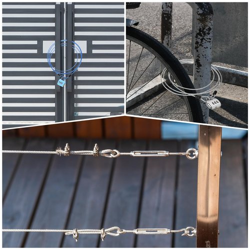 M METERXITY 2-Pack Security Cable Lock, 1.64FT PVC Coated Steel Luggage Lock Wire Rope with Double Loop for Outdoor Travel/Gate/Bike, Cut-Resistant Braided Steel Cable [Red]