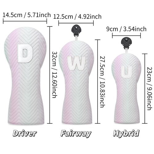 Golf Head Cover Golf Club Rainbow Color PU Headcovers Set Fits Driver Fairway Wood Hybrid Utility Putter Iron Wedge Headcover.