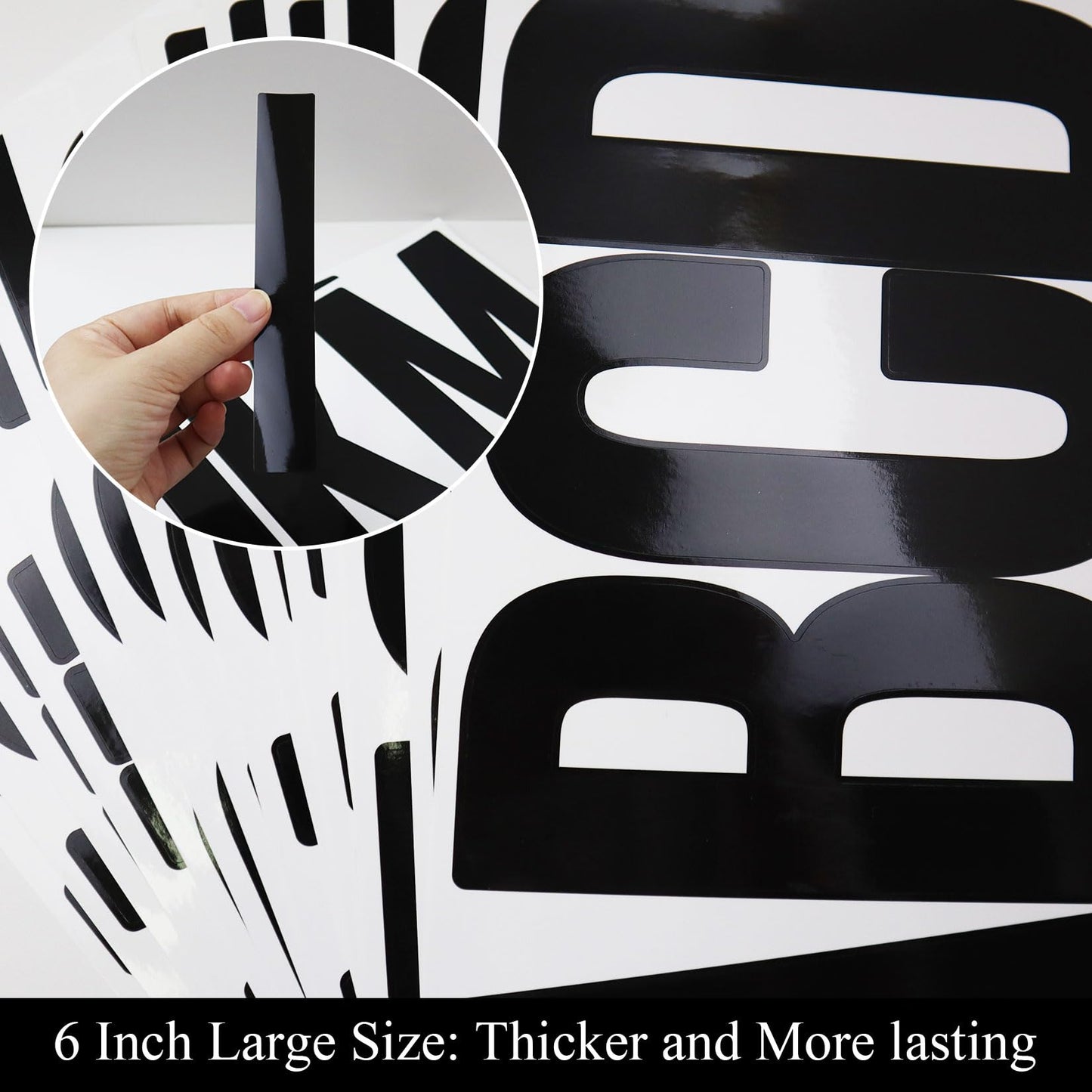 20 Sheets 6 Inch Letter Number Stickers, Self Adhesive Vinyl Capital Alphabet Punctuation Stickers for Mailbox, Crafts, House Number, Notice Boards - Black