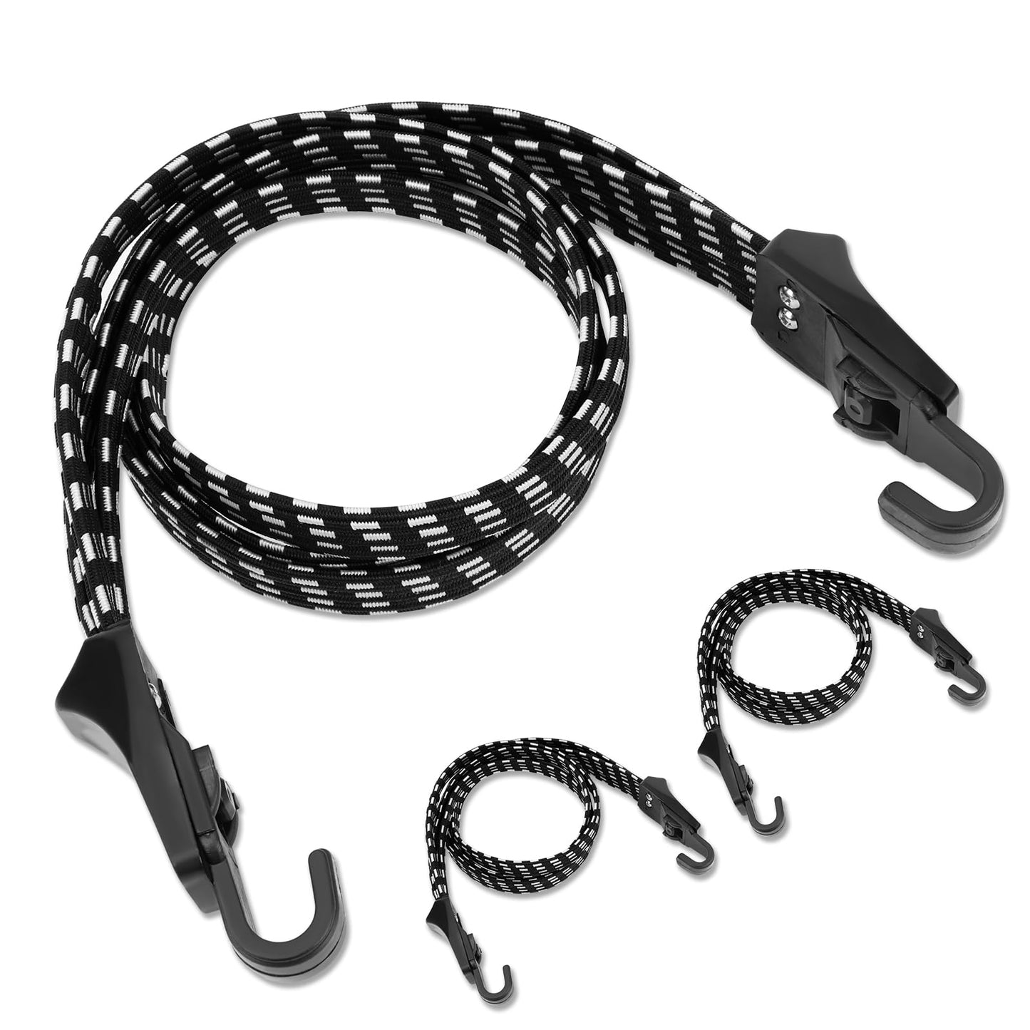 Oumers 3Pcs Elastic Bike Strap, Adjustable Bicycle Bungee Cords with Hooks Wear-Resistant and Tensile Resistant Bike Luggage Straps Strong and Sturdy Bicycle Luggage Rope