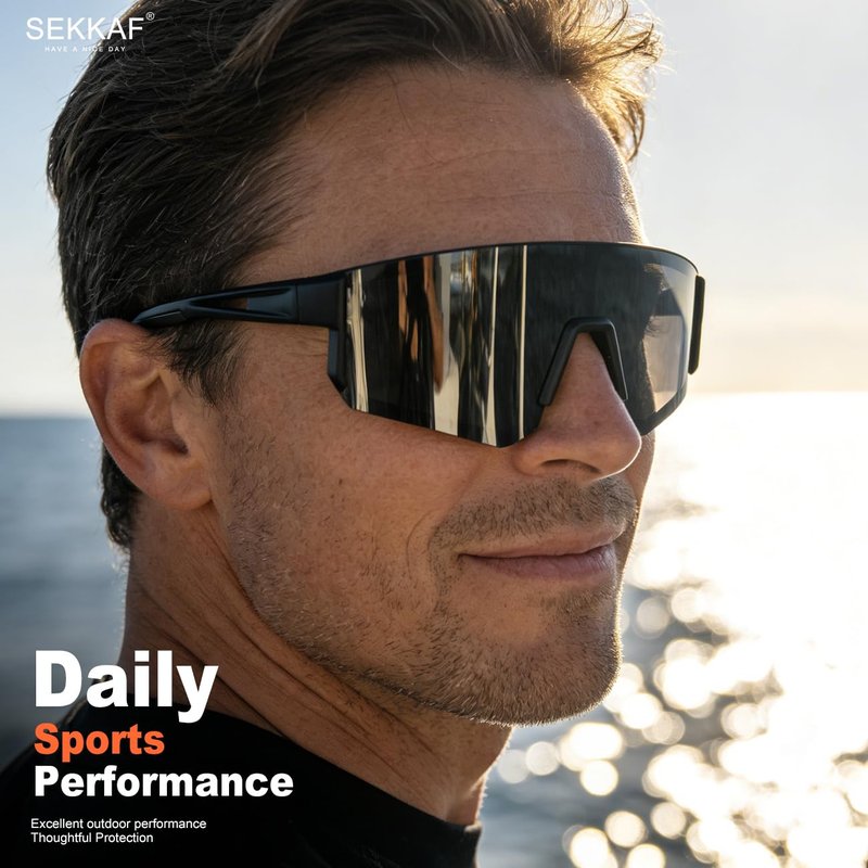 SEKKAF Polarized Sunglasses for Men Women - Sports Sunglasses for Running Baseball Driving Fishing Cycling UV400 Protection