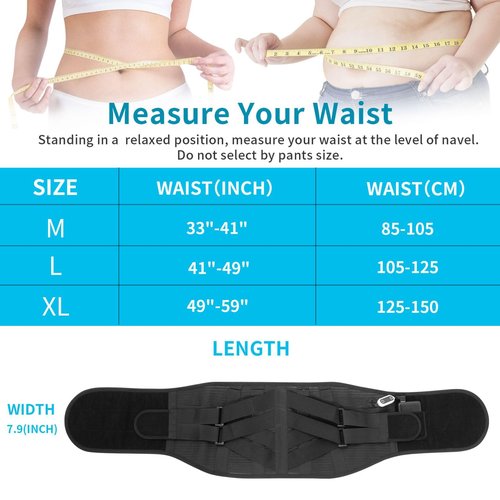 GINEKOO Heated Back Braces - Breathable Back Support Belt with Heating Pad for Lower Back Pain Relief, Lumbar Support for Men and Women for Herniated Discs, Sciatica(XL)