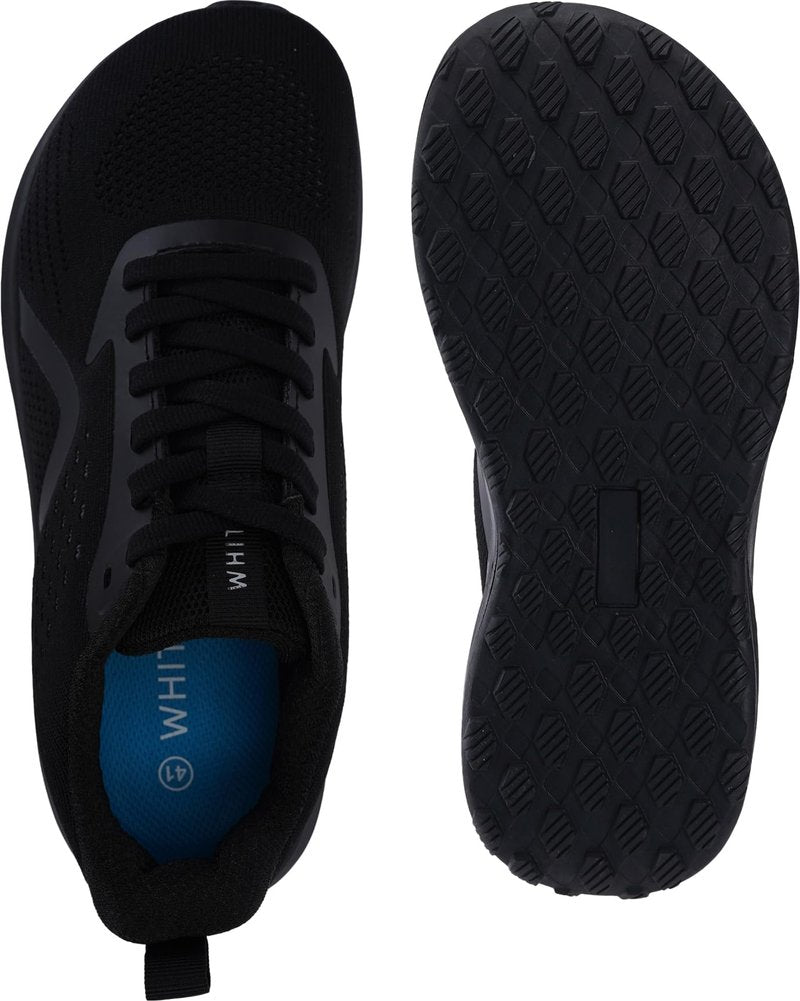 WHITIN Womens Wide Toe Box Running Shoes Breathable Mesh Outdoor Gym Athletics Tennis Sports Walking Rubber Outsole Sneakers for Female Size 8 Black 39