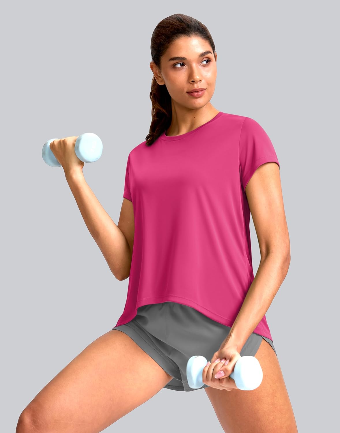 SANTINY Women's Short Sleeve Workout Tops - Breathable Yoga T-Shirts for Sun Protection | Athletic Fit