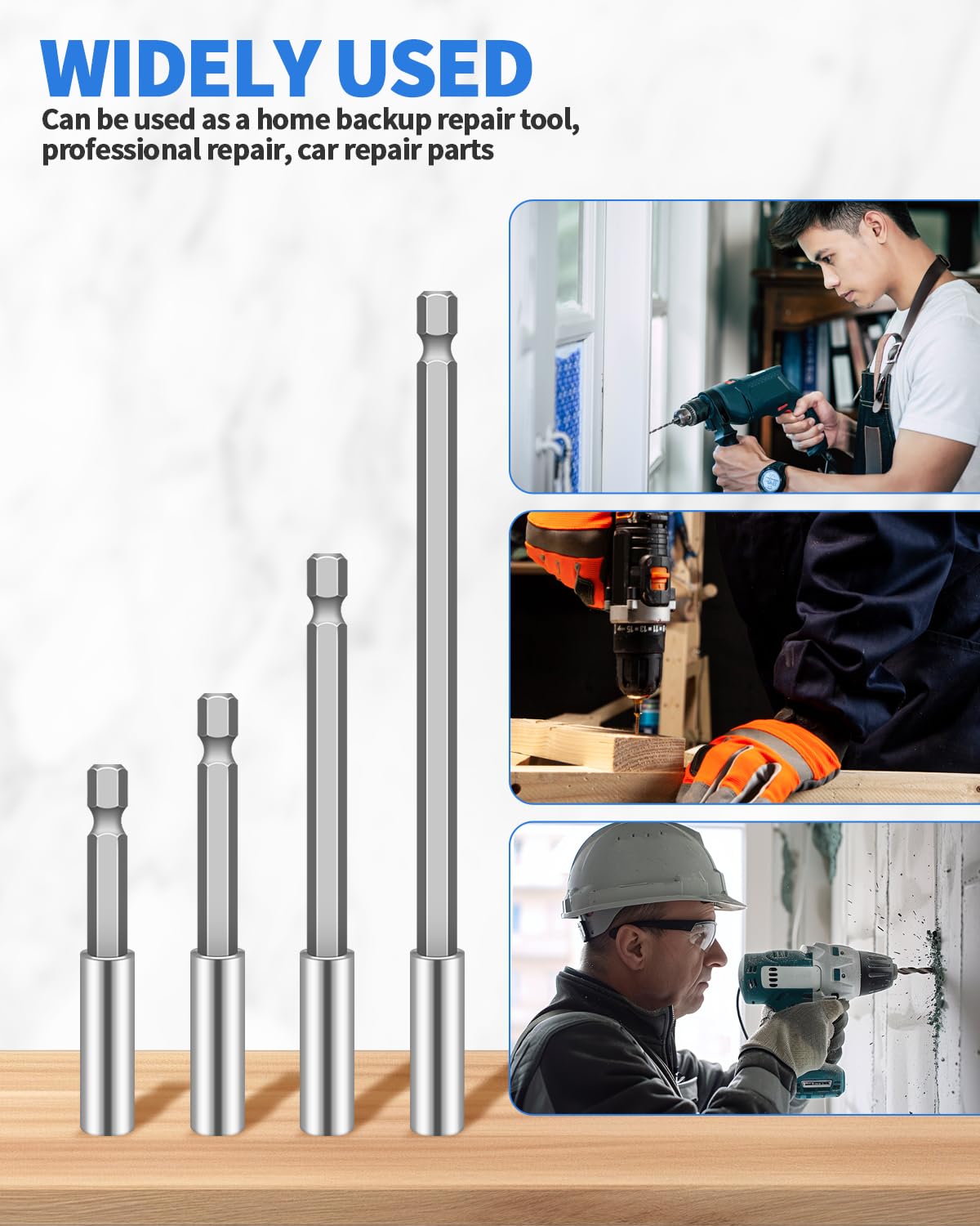8 PCS Drill Bit Extension, 1/4" Hex Shank Magnetic Drill Extension Bit Holders, S2 Steel Impact Drill Bit Extender (2 Inch,3 Inch, 4 Inch, 6 Inch) for DIY, Automotive; Repair Work