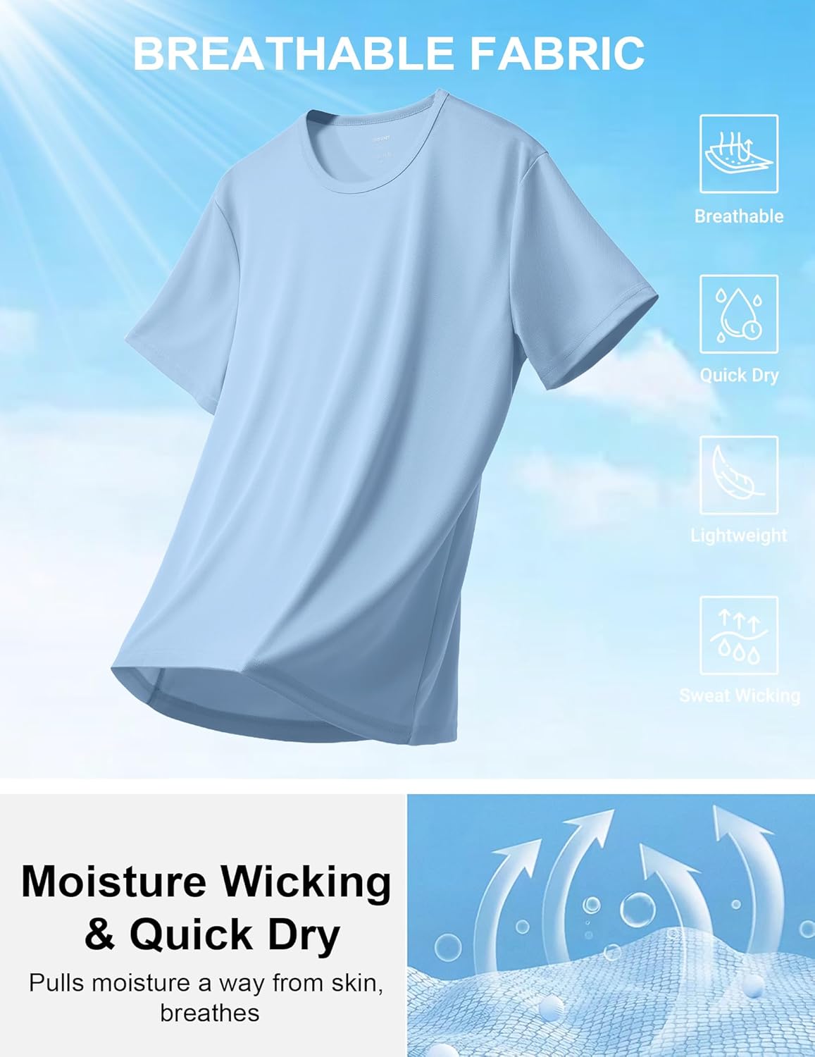 COOFANDY Men's Athletic T-Shirts - 3 Pack Quick Dry Moisture-Wicking Workout Shirts | Short Sleeve for Gym & Casual Wear