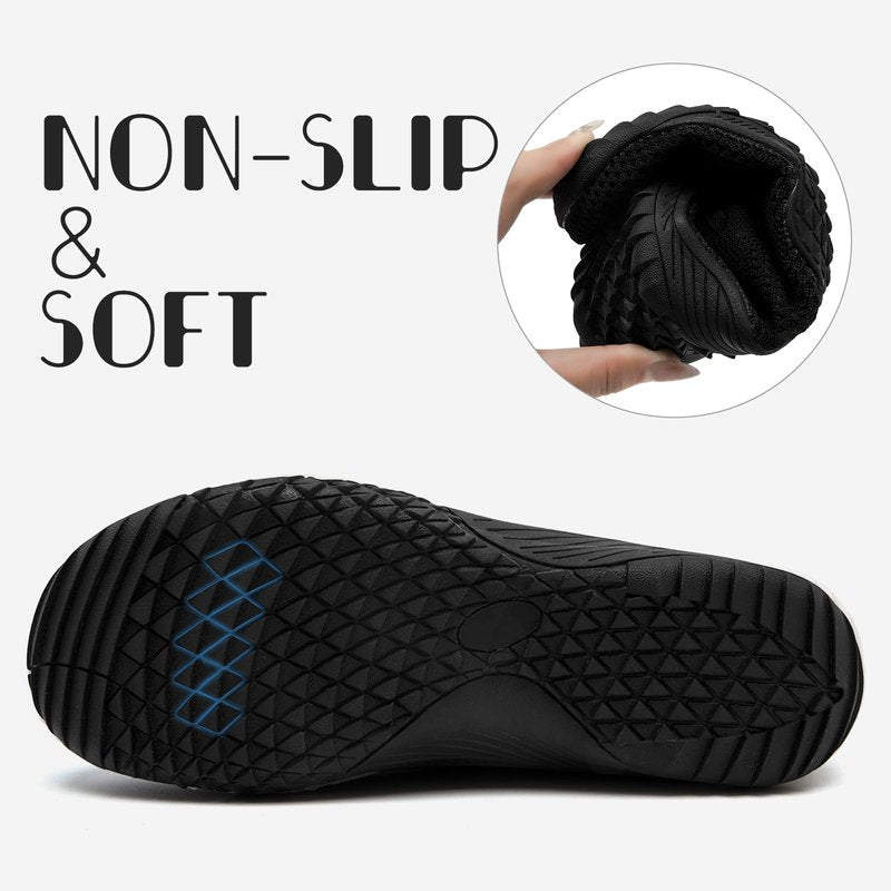 RJYWGS Barefoot Shoes Women Tennis Walking Black Sneakers for Women Gym Workout Running Shoes for Womens Black Size 8.5