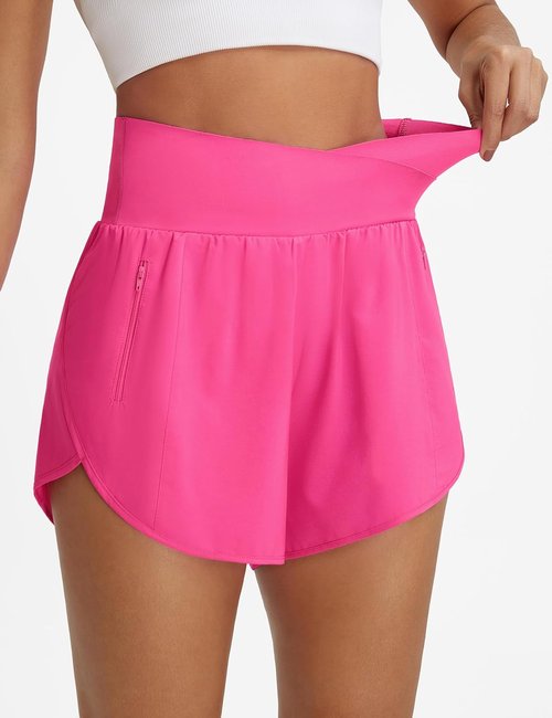 BMJL Women's Athletic Shorts High Waisted Running Short Pockets Gym Elastic Quick Dry Workout Shorts 2.5"