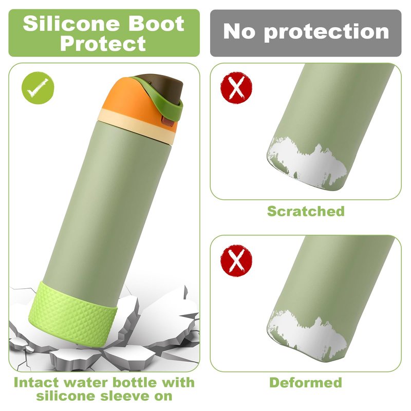 Alwenid 2PCS Silicone Water Bottle Boot for Owala 24 Oz, Anti-Slip Protective Sleeve Bottom Bumper Protector for FreeSip, Twist, and Flip Stainless Steel Water Bottles (Green)