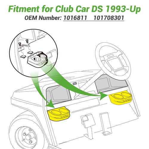 10L0L Golf Cart Dual Cup Holder for Club Car DS 1993-Up Gas & Electric, Golf Cart Storage Accessories, OEM# 1016811 101708301 (2 Pack)