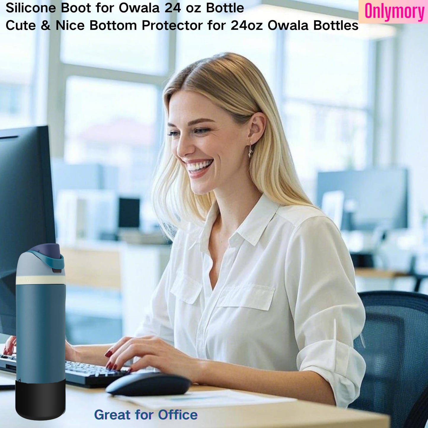 Silicone Boot for Owala 24 oz Water Bottle, Anti-Slip Protective Bottom Cover, Soft BPA-Free Silicone Sleeve, Noise-Reducing Bumper for Owala FreeSip & Twist Bottles Boots Accessories (Black,24OZ)