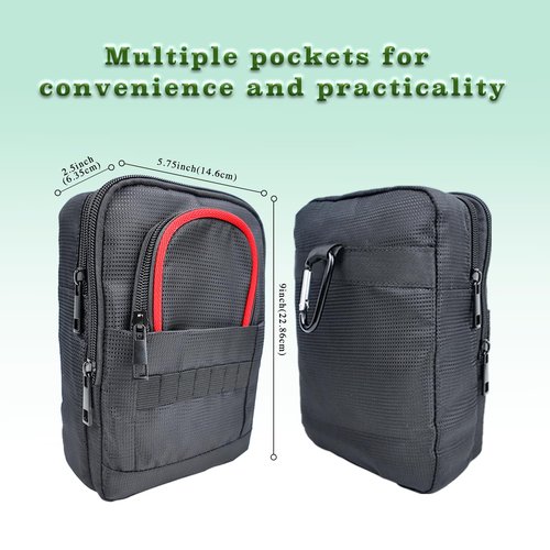 HOUYUKY Golf Pouch Accessory Organizer, Portable Golf Valuables Bag, Zippered Multi-Pocket Storage Bag, Can Store Small Tools Such As Balls, Tees, And Rangefinder (Red Trim)