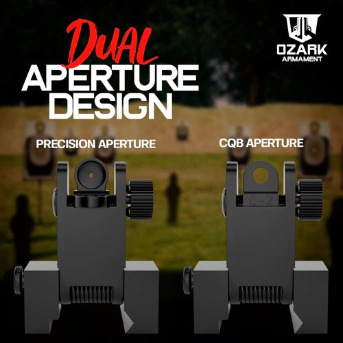 OZARK ARMAMENT Flip Up Iron Sights - BUIS Flip Up Sights Rail Mount Iron Sights - Front and Rear Flip Up Sight Set