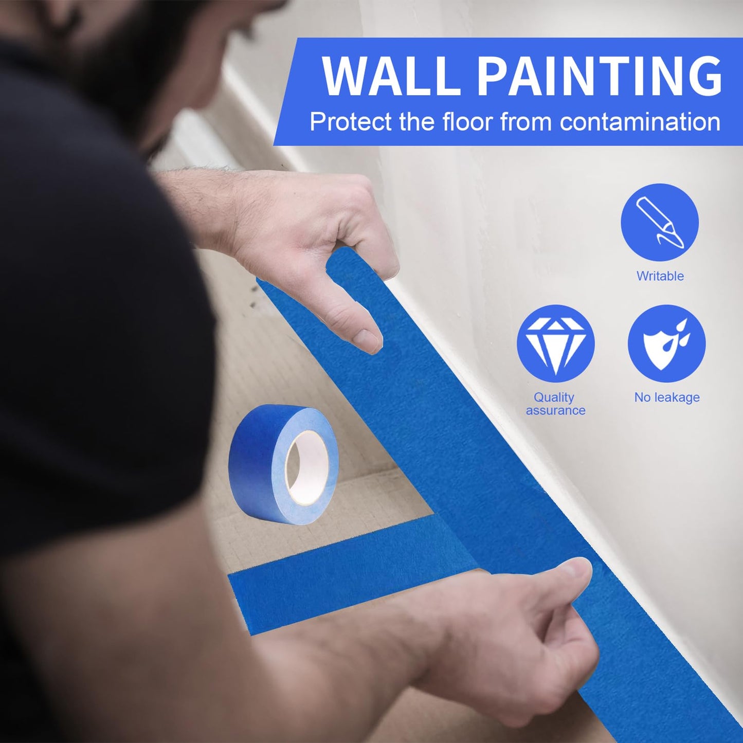 JayJayup Painters Tape 2 Inch Wide, 2 Rolls Blue Masking Tape, 2 Inches x 55 Yards x 2 Rolls, 110 Yards in Total