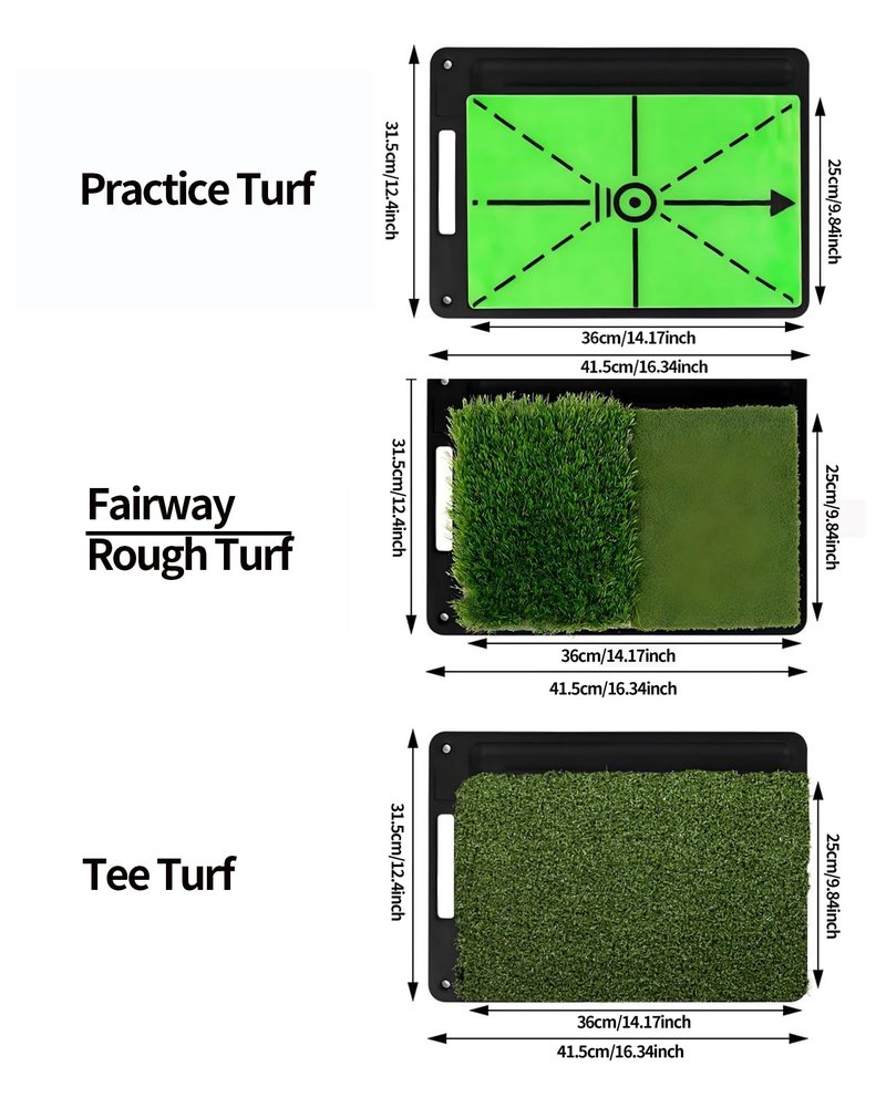 Golf Hitting Mats Outdoor Indoor,Golf Practice Mat with Instant Swing Path 3 Replaceable Golf Swing Training Mats Heavy Duty Non-Slip Rubber Base with Tees & Balls for Training, Driving, Chipping