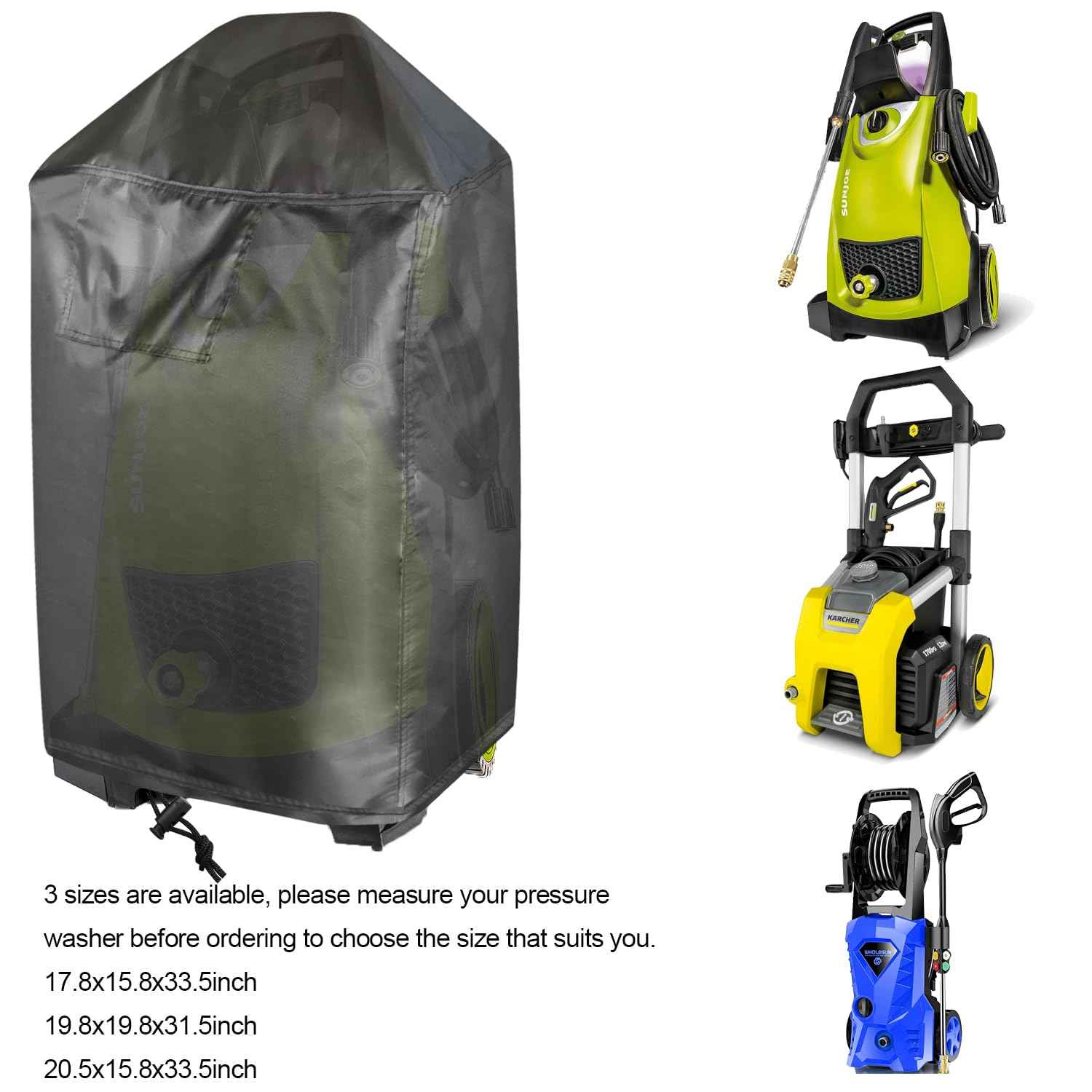 Pressure Washer Cover, Waterproof& Dustproof Cover for Smart Electric Gas Washer Machine, Protective Outdoor Hood for Electric High Pressure Cleaner (17.8x15.8x33.5in)