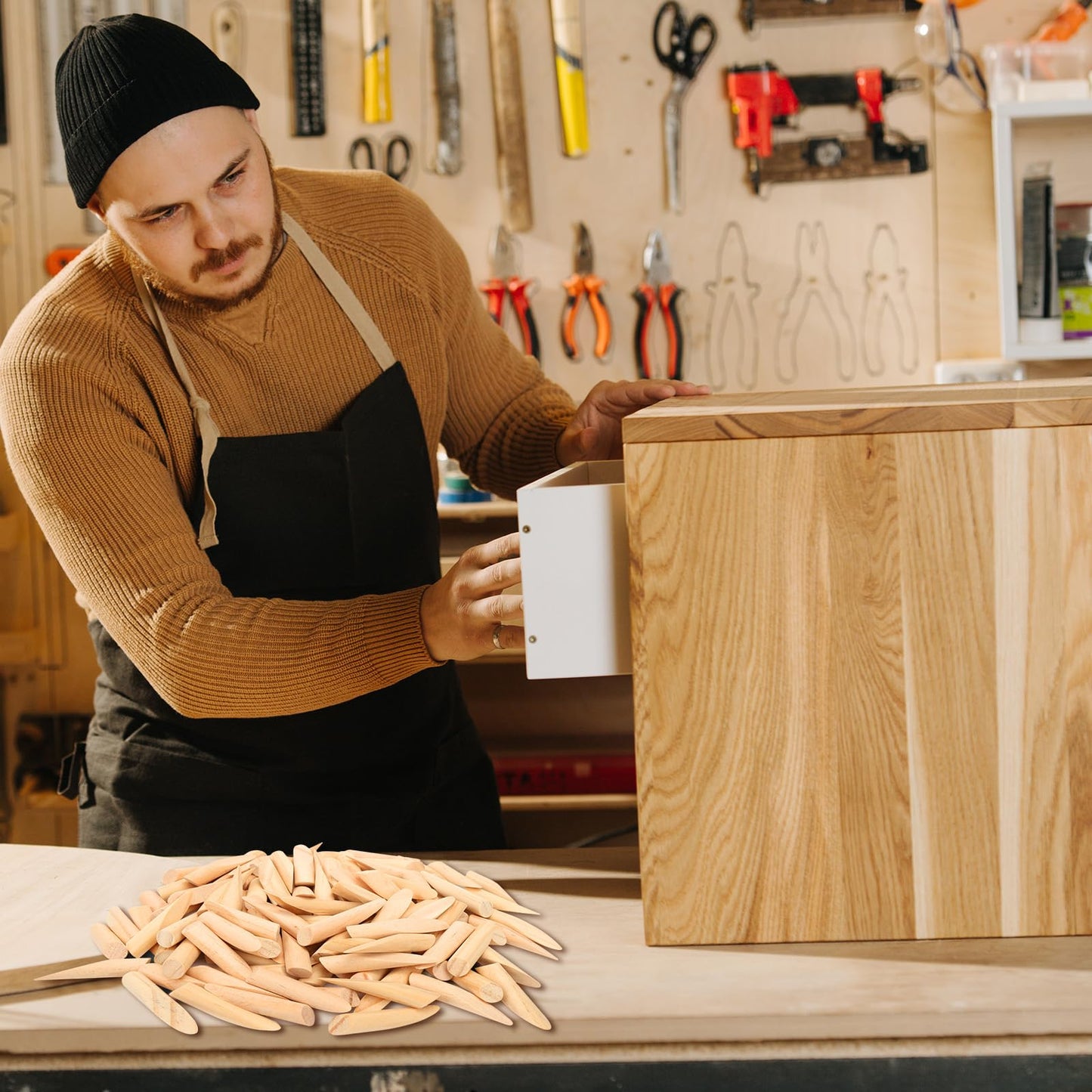 BLSUREFYX 120 PCS Solid Wood Pocket Hole Plugs 3/8-Inch Diameter Sturdy and Resistant to Breakage Pine Wooden Hole Plugs for Screw Holes and Pocket Hole Jig Woodworking Tool