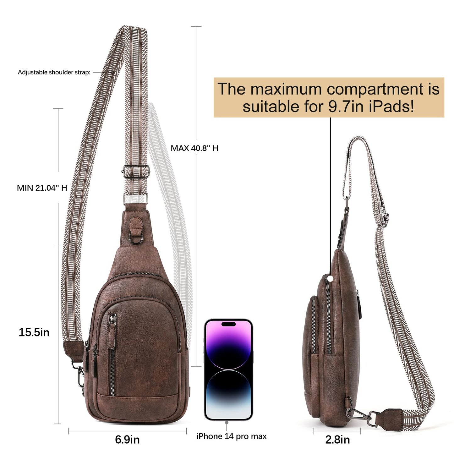 CLUCI Crossbody Bags for Women Men,Leather Sling Bag Cross Body Backpack for Woman Gifts for Women Birthday Unique