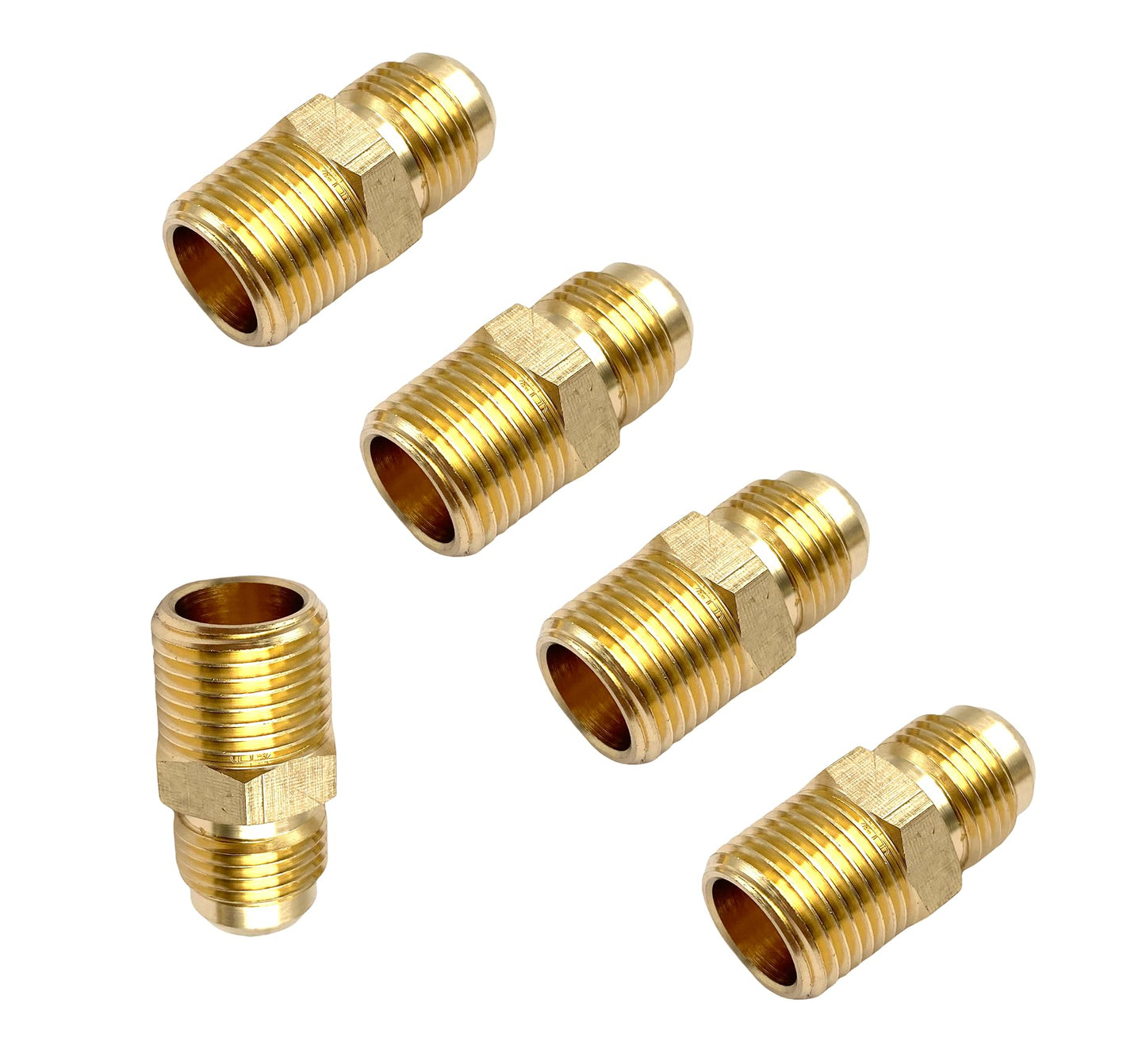 5Pcs 3/8" NPT x 3/8 Flare Tube Fittings,3/8 Flare to 3/8 Inch Male NPT Brass Pipe Fittings
