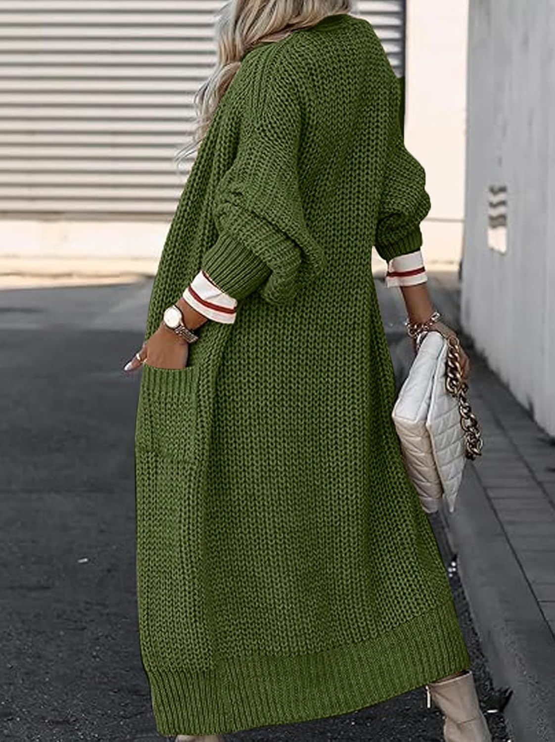 Skiennix Women's Oversized Cardigan Sweater - Cozy Knit Long Coat with Pockets for Fall/Winter