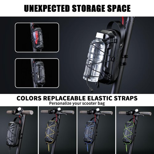 CHICLEW Electric Scooter Bag Storage, Waterproof Scooter Storage Bag with Multicolor Drawstrings, 2L Capacity Scooters Handlebar Bag, Compatible with Scooters, Bikes, Segway Ninebot and NIU