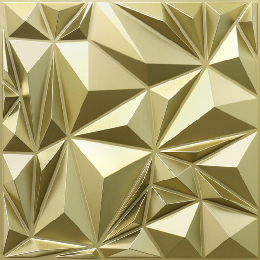 STICKGOO 3D Wall Panels for Interior Wall Decor, Champaign Gold Diamond Design Accent Wall Panels, 19.7" x 19.7" Decorative 3D Wall Panels for Living Room, Lobby, Office
