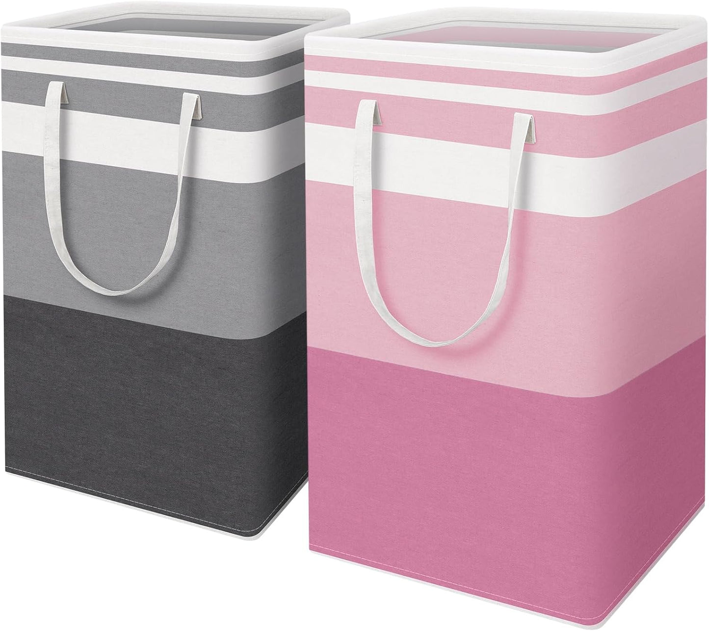 Waterproof 100L Laundry Basket Set - Collapsible Freestanding Hamper with Extended Handles - 2-Pack Gradient Grey for Clothes & Toys