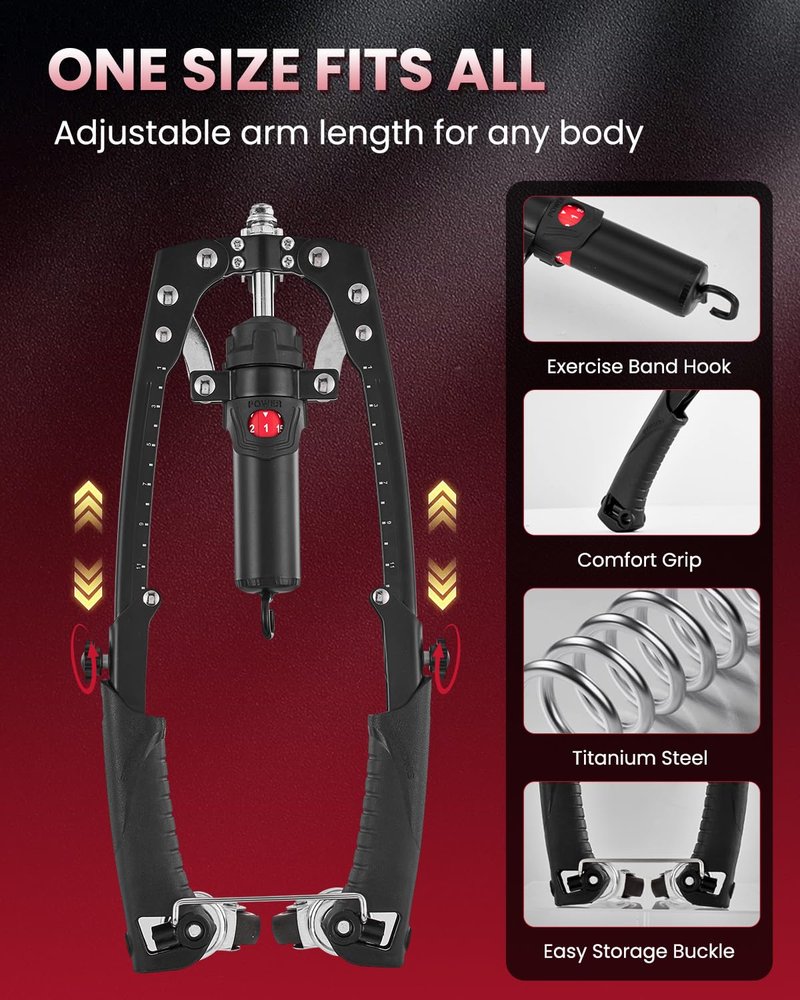 SAKER Twister Arm Trainer, Adjustable Hydraulic Home Gym Equipment for Strength Training, 22-440Lbs Chest Expander with Ab Roller Wheel, Workout Equipment for Men & Women, Arms Chest Core (Black)