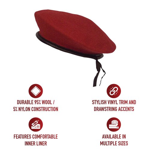 Rothco Wool Monty Beret (US, Alpha, Medium, Red)