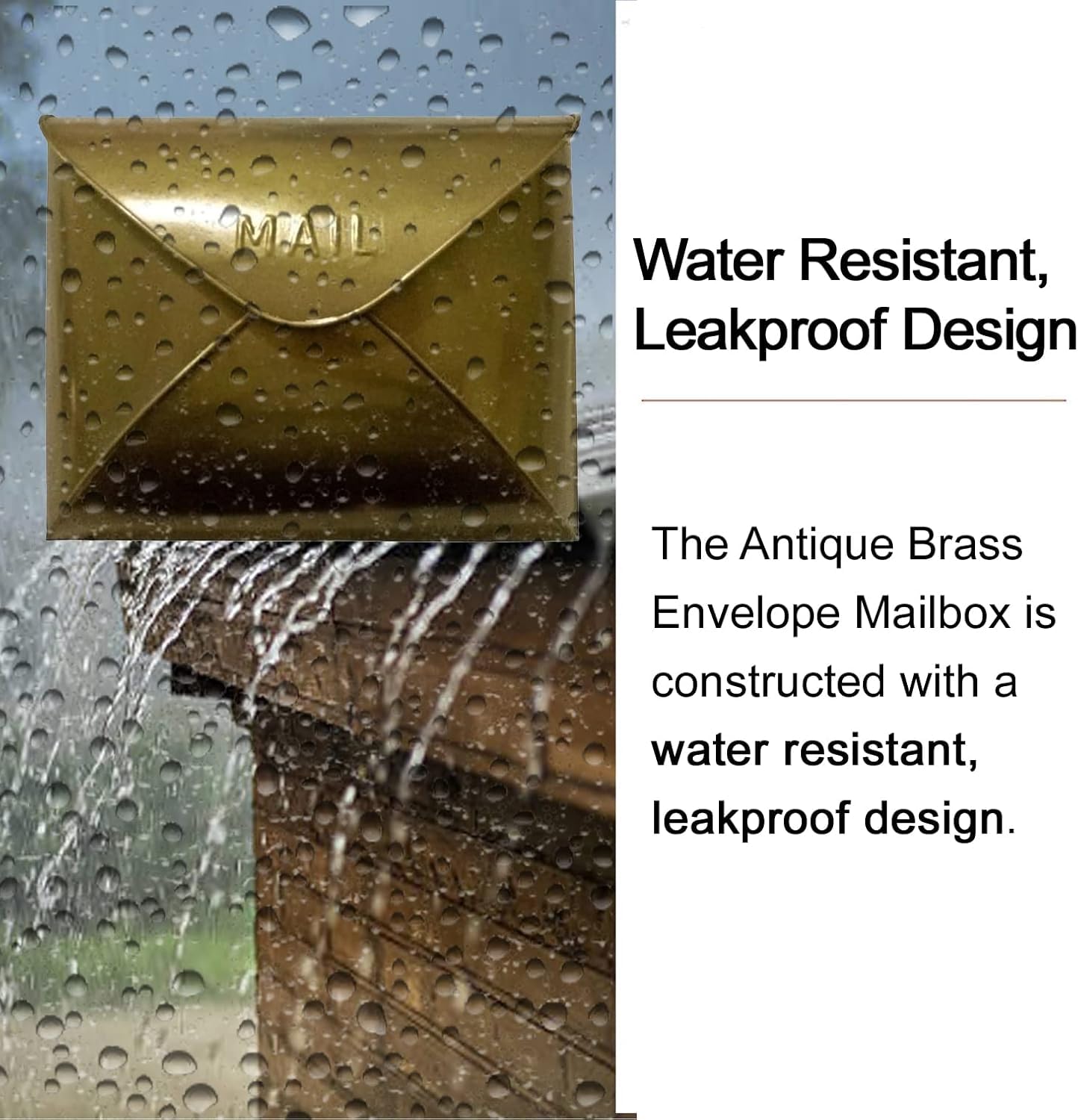 NACH Wall Mount Mailboxes for Outside, 12.5 x 5 x 10 inch Antique Brass Wall Mailboxes for Outside, Waterproof Mailboxes for Outside - Envelope Mailbox