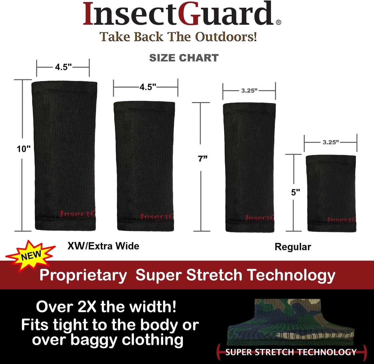 InsectGuard Tick Gaiters - PullOn Permethrin Treated, Ticks, Mosquitoes, Flies & More Insect Repellent, Unisex Adult, White, 4 Inch Long Pair