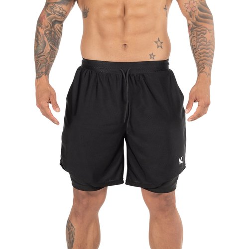 Kewlioo Men's Sauna Shorts - Heat Trapping 2-in-1 Double Layer Sauna Suit Shorts - Compression Training Gym Athletic Workout Shorts Pants for Men (Black, XXL)