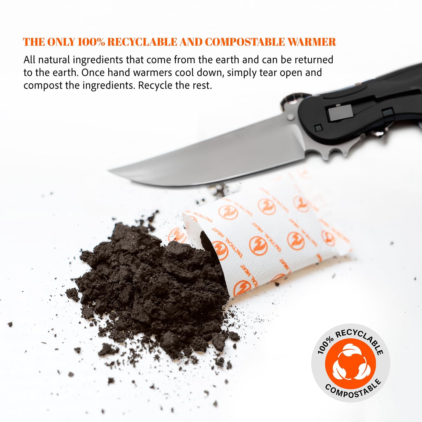 Tactical Heat - Hot Hand Warmers - All Natural, Air Activated Instant Heat - Disposable & 100% Recyclable/Compostable - Long Lasting, Easy & Safe for Skiing, Snowboarding, Camping & More - 40 Pairs