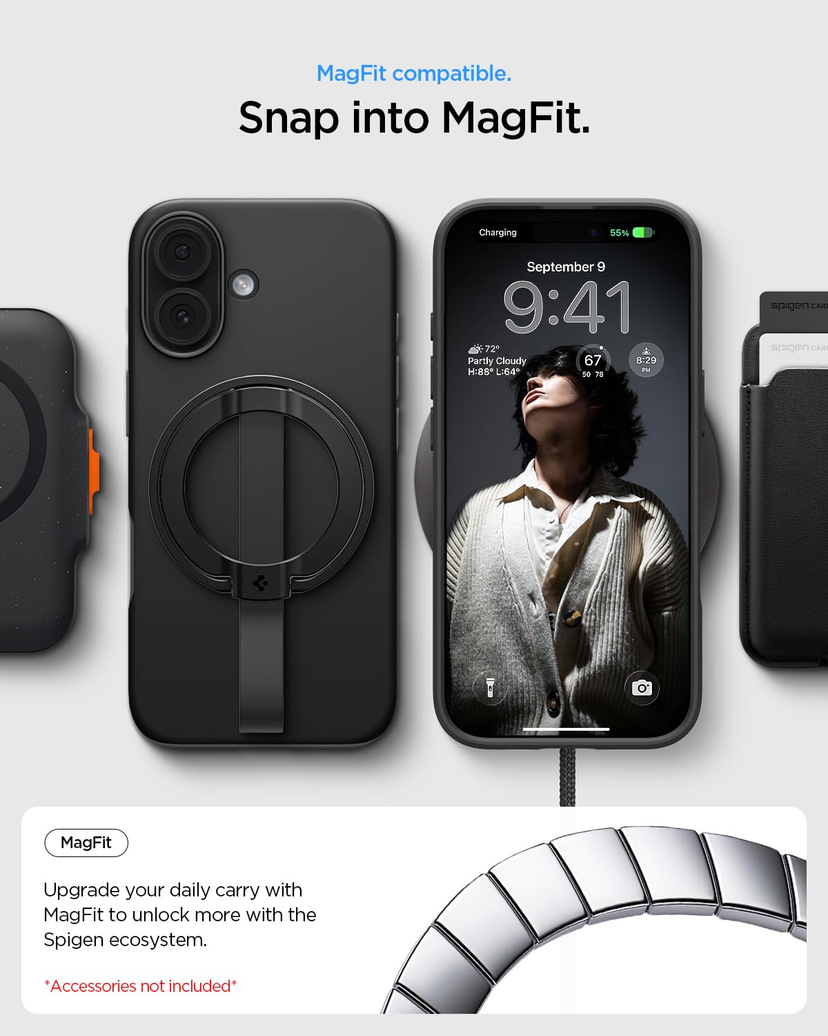 Spigen for iPhone 17 Case, Thin Fit MagFit [TPU Covered Camera Control] [Compatible with MagSafe] - Black
