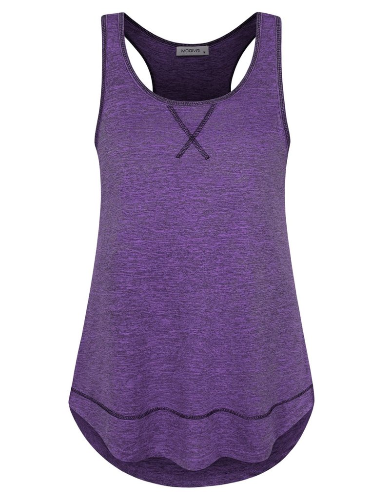 MOQIVGI Womens Racerback Workout Tank Tops Sleeveless Activewear Yoga Gym Sports Shirts Purple Medium