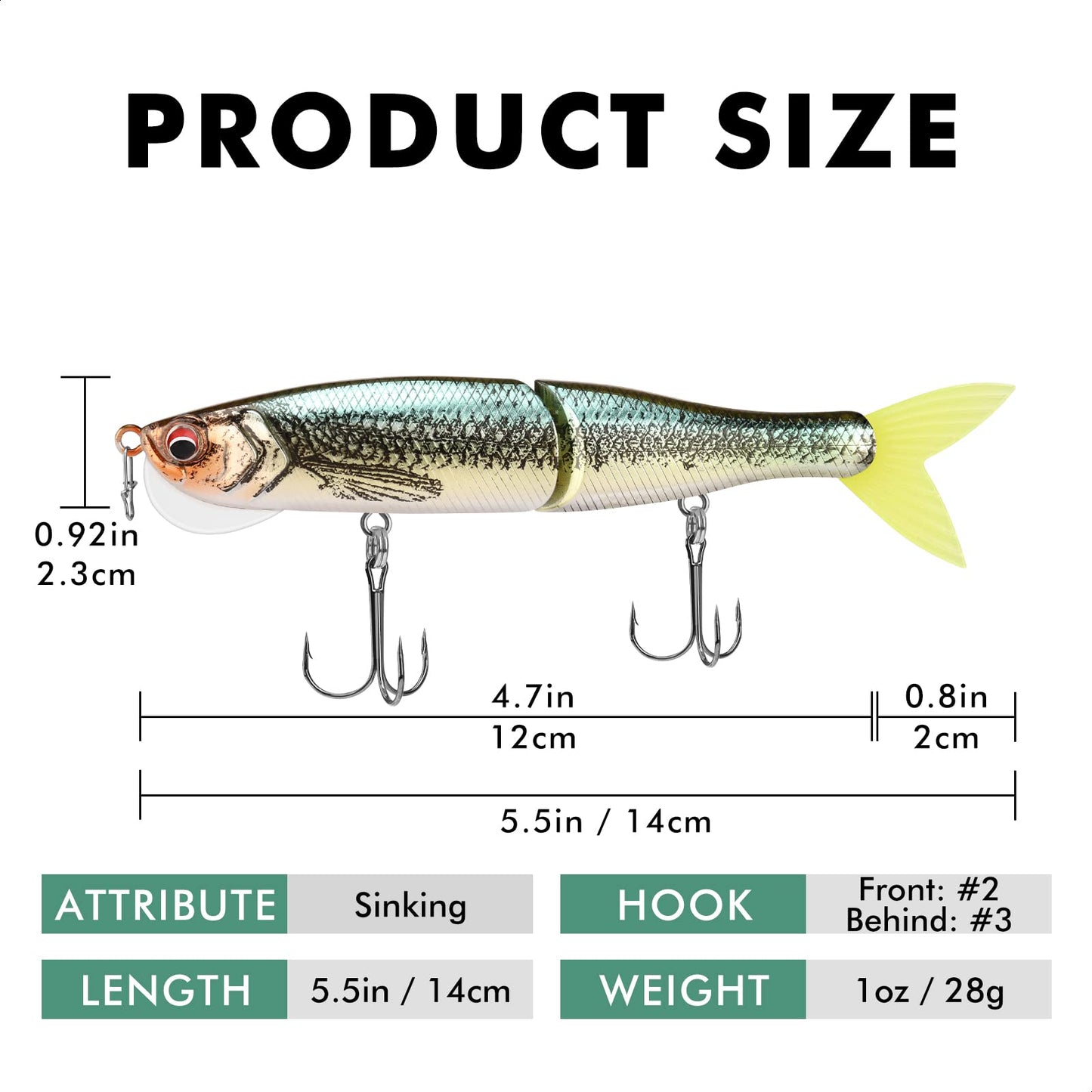 TRUSCEND Fishing Lures for Bass, Glide Baits with Vertical Tongue Design, Segmented Swimbaits Fishing Lures for Saltwater Freshwater, Slow Sinking Plugs Lures for Bass Walleye Trout Pike Musky