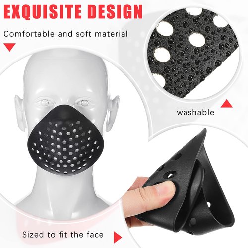 Sratte 2 Pcs 3D Mask Silicone Face Shaping Shell Inner Bracket Mask Cosplay Props Adult Inner Face Cover Costume(Red, Black)