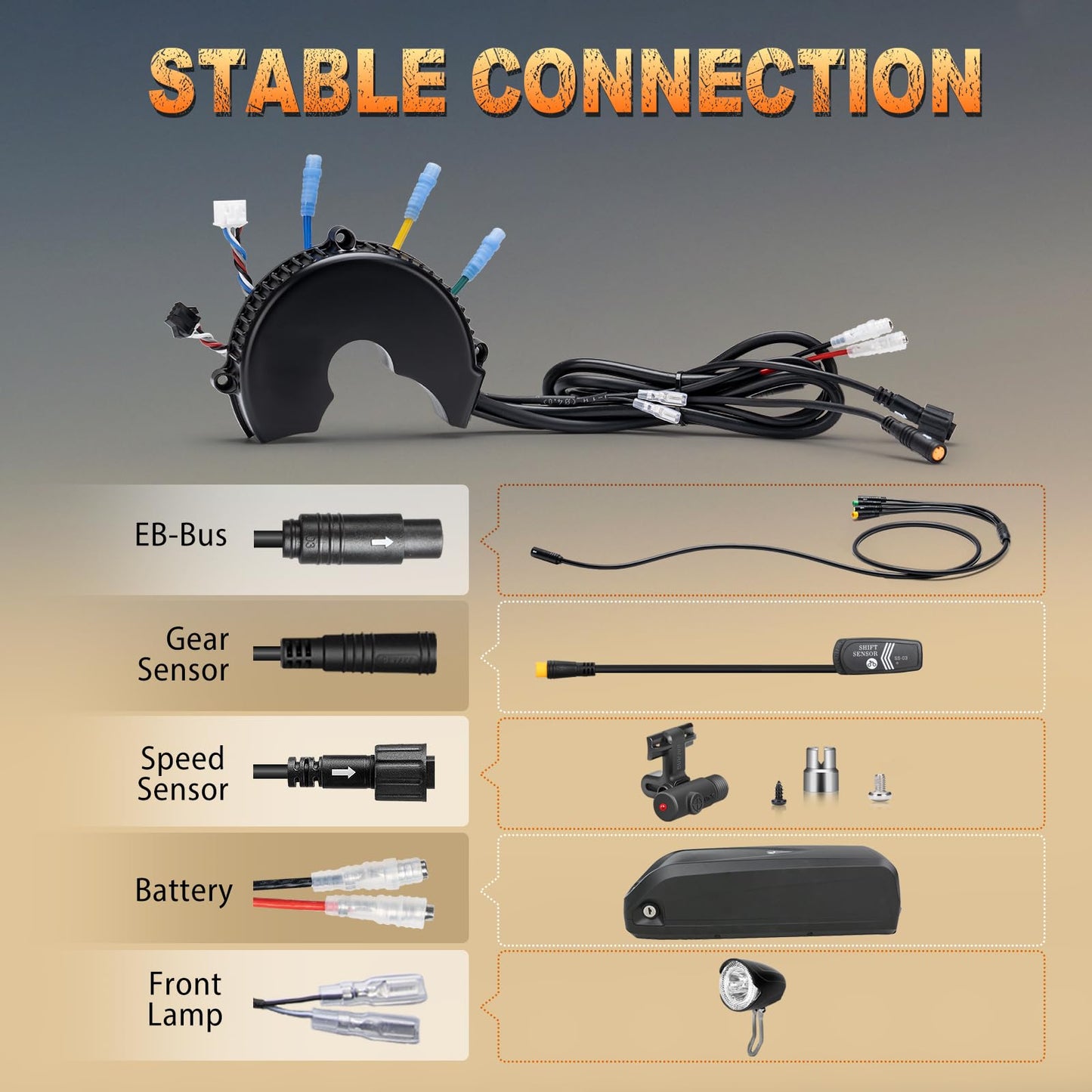 BAFANG Controller 48V 750W for BBS02B Mid Drive Motor with Front Light Connector and Gear Shift Sensor Connector Latest Model