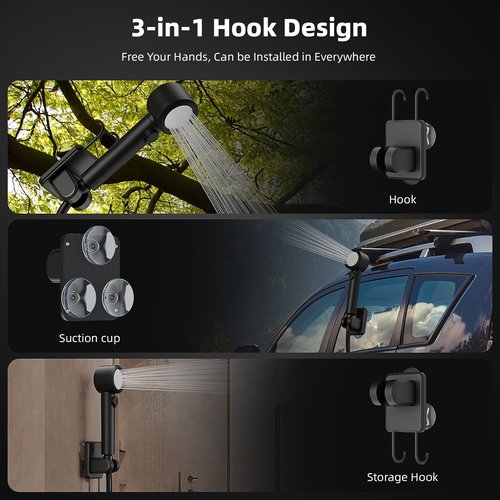 Moriko Portable Shower for Camping, 8000mAh Rechargeable Camping Shower Pump, 5 Shower Modes & IPX8 Waterproof, 5 Gallons Foldable Bucket, Outdoor Shower for Hiking, Travel, Car, Pet, Beach, RV, Boat