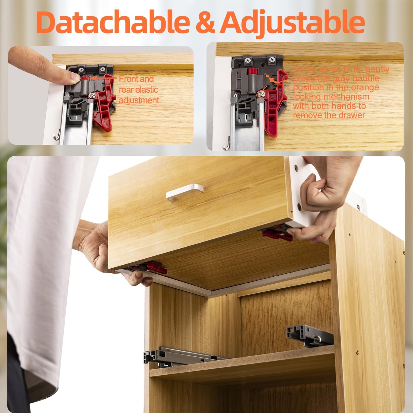 Undermount Drawer Slides 18 inch 6 Pair HLC Undermount Soft Close Drawer Slides Full Extension Concealed Drawer Rails with Mounting Screws,Locking Device and Brackets 80 lb Load Capacity 18" 12pcs