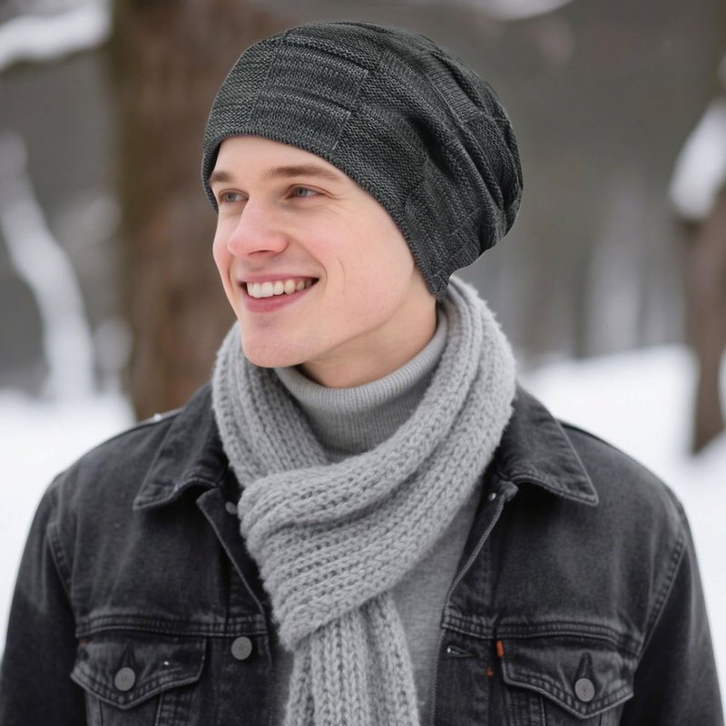 Owntouch 2 Pack Slouch Beanie Warm Mens Womens Soft Beanies Hats Slouchy Oversized Caps Knit Hats Winter Gift for Men