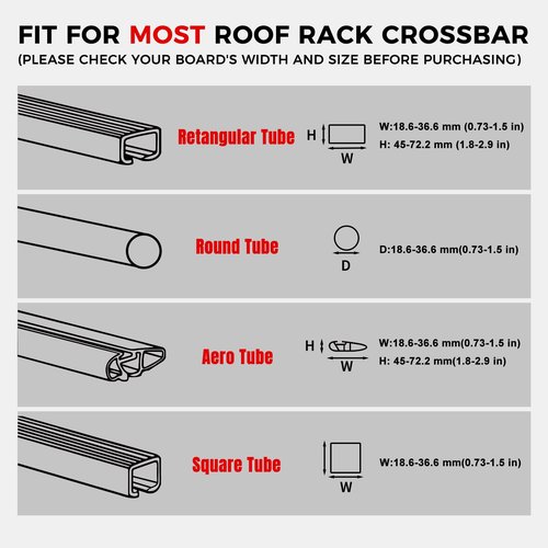 LINGVUM Ski and Snowboard Roof Racks with Sliding Extension, 28" Universal Ski Roof Rack Carrier with Anti-Theft Lock - Fits 6 Pairs Skis or 4 Snowboards, Black