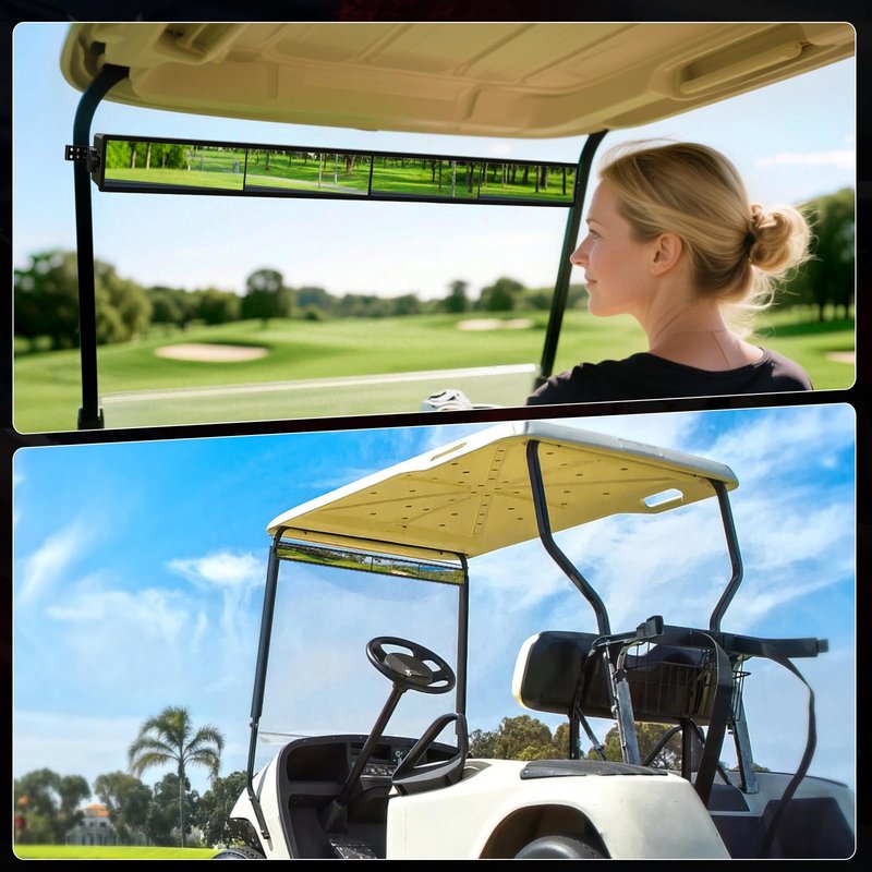 Universal Golf Cart 4 Panel Rear View Mirror for EZGO Yamaha Club Car, Wide Angle Golf Cart Mirrors, No Blind Spots