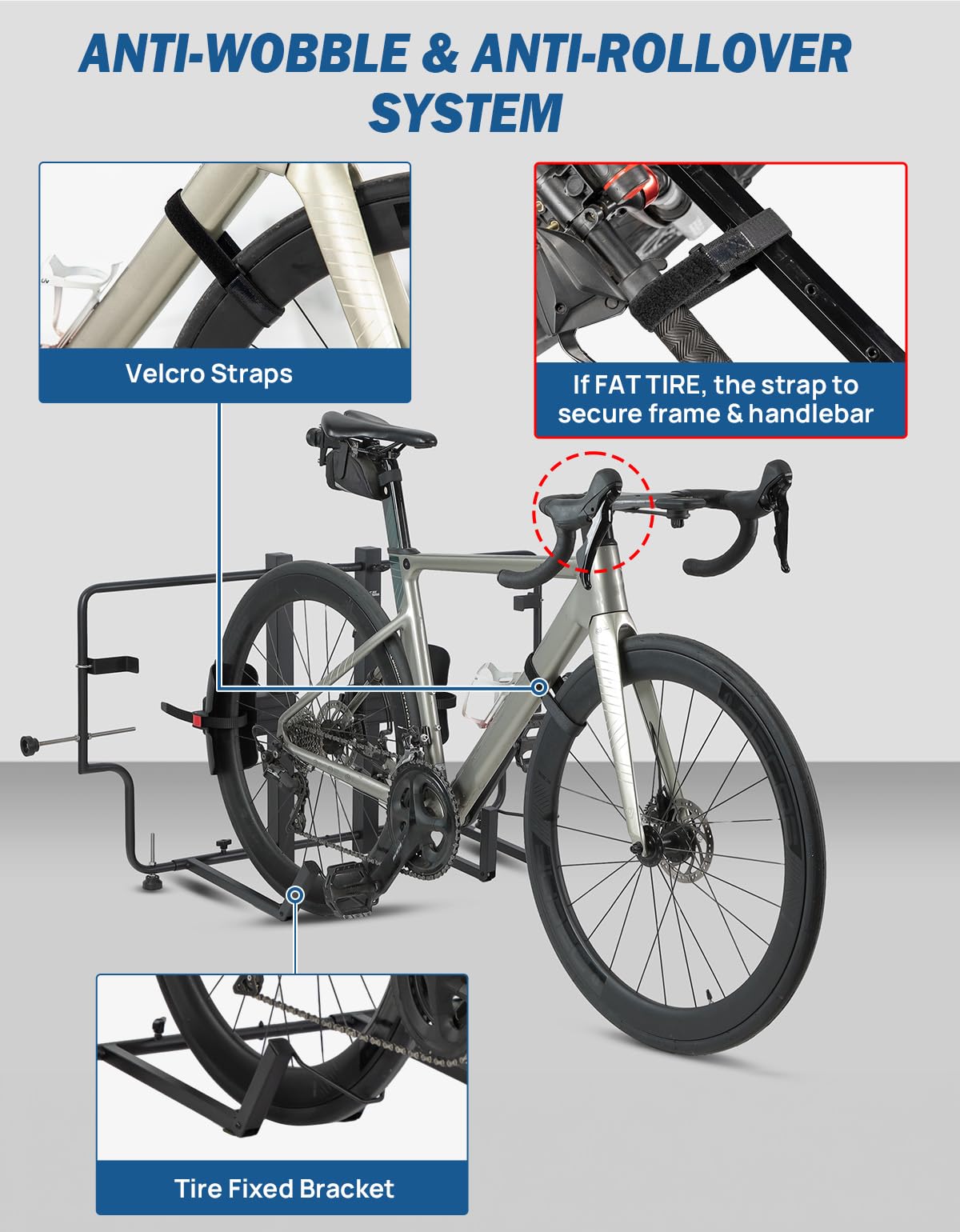 JOYTUTUS Truck Bed Bike Rack for Mid Size Pickup, Heavy Duty Bicycle Mount Carrier, Anti-Wobble Truck Bed Rack, No Tire Removal Required, Fits Truck Beds 49.43" – 65.18" Wide