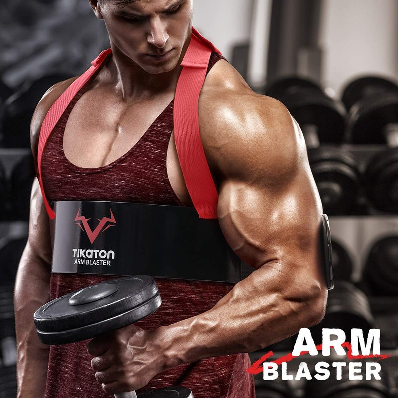 Tikaton Arm Blaster with Wrist Wraps for Biceps & Triceps, Adjustable Bicep Curl Support Isolator for Big Arms Bodybuilding & Weightlifting, Thick Aluminum Biceps Workout Equipment