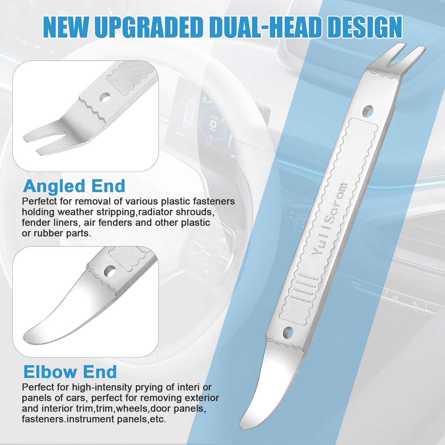 4140 Dual-purpose Steel Pry Bar, Multi-Function Trim Removal Tool for Automotive Panel,Planes Panel, Interior &exterior Trim Removal (Silver Pry Tool 1pc)