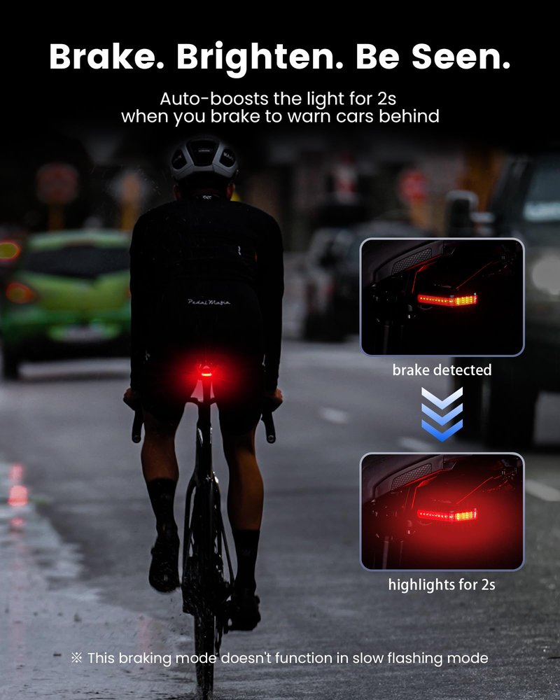 RAVEMEN CL01 Bike Tail Light, 300° Wide-Angle Rear Bicycle Light for Night Riding, Saddle Mount Bike Taillight Safety Accessories with Auto On/Off, Brake Sensing, 5 Modes, 2 Mounting Ways