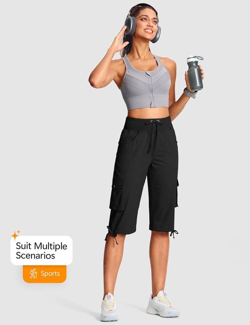 ISEEGZ Capri Pants for Women - Lightweight Cargo Hiking Capris with 6 Pockets | Summer Casual Travel Wear