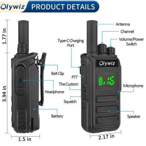 HTD 825 Long Range Two Way Radio - Waterproof Rechargeable Walkie Talkies- Premium Communication Devices with VOX Function 3 Pack for Outdoor Adventures Camping Cruises for Adults